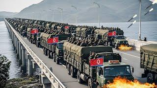 HUGE Tragedy! Large North Korean Military Convoy Completely Destroyed on Crimean Bridge by US Forces