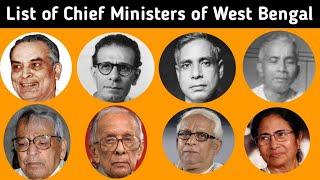 Chief Ministers of West Bengal State || West Bengal Chief Ministers Full List