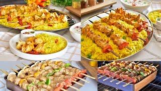 شيش طاووق مع أرز بالزنجبيل والهيل والزعفران Shish tawook with rice with ginger, cardamom and saffron