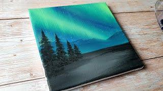 easiest way to paint the northern lights / easy acrylic painting for beginners ️