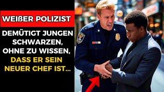 WEIßER POLIZIST DEMÜTIGT JUNGEN SCHWARZEN, OHNE ZU WISSEN, DASS ER SEIN NEUER CHEF IST...