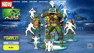 TMNT Fortnite LEONARDO (by NINJA TURTLES) doing all Built-In Emotes and Funny Dances シ