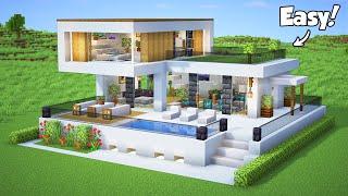 Minecraft: How to Build a Modern House Tutorial (Easy to follow) #53 + Interior