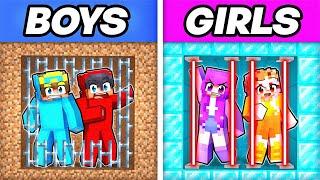 BOYS vs GIRLS SECURITY PRISON House Build Challenge In Minecraft!