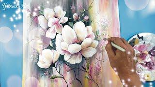 How to Paint White and Pink Flowers with Acrylics / Depth and Warmth