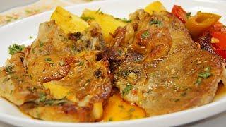 Veal chops in sauce. We have never eaten tastier meat.