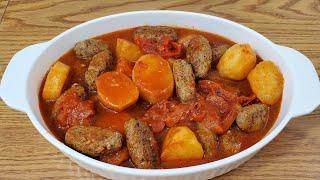 طريقة تحضير صينية كفتة وبطاطا بصلصة البندورة Best Kafta with potatoes in tomato sauce recipe