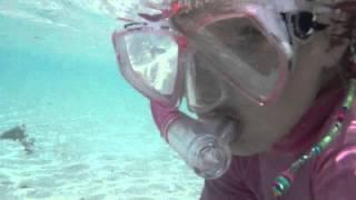 4 years old Luizka snorkling with Sharks, Maldives 2013 December