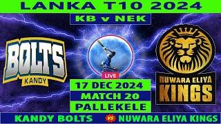 Kandy Bolts vs Nuwara Eliya Kings | KB vs NEK | 20th Match of Sri Lanka T10 2024 | Cricket Info Live