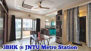 1620 Sq.ft 3BHK Fully Furnished Flat For Sale in Kukatpally Near JNTU Metro Station