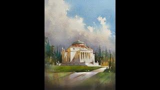 Villa Rotonda #watercolorpainting #tutorial #art #skypainting