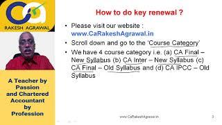 How To Do Key Renewal For CA Rakesh Agrawal Video Lectures