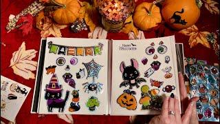 Sticker Album~fall & halloween ASMR (Whispered w/candy) Super crinkles with super stickers!