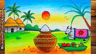 Pongal drawing||how to draw bali pola festival