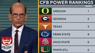 ESPN "Breaking Down" College Football AP Top 25 after Week 8: Oregon up to No.1; Texas down to No.3