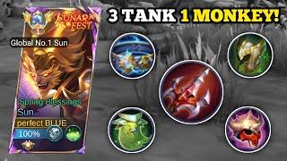 3 TANK, 1 MONKEY!‼️ (must try!) | TANK BUILD SUN FOR THE WIN! -MLBB