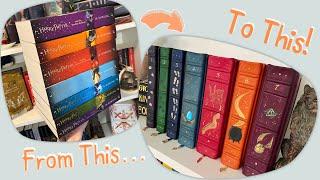 REBINDING The Harry Potter series Into LEATHER Bound Books! [DIY, Bookbinding]