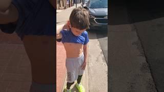 10-Year-Old Flexes His Six-Pack on Street Corner #6pack #abs  #fitness #fit #kids