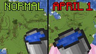 minecraft in: normal day vs april 1 (april fools)