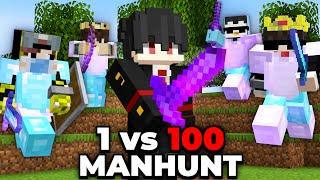 1 vs 100 Players Simulate Minecraft Manhunt