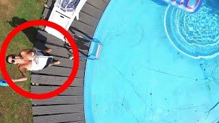 Drone Fail SPY Helicopter Woman on Pool - Goes Terribly Wrong! DJI Phantom 4 Crash Video