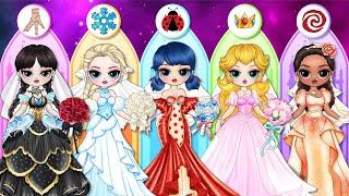 If Elsa, Wednesday & Ladybug Get Wonderful Wedding Dress | Best DIY Fashion Paper Dolls