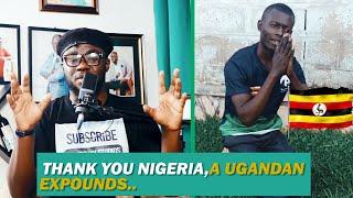 A Ugandan content creator kneels down to thank Nigerians...