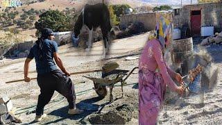 Masoud's effort to live by building and cooking for Zahra in the hut