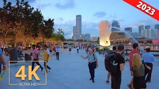 Promenade Walk: Singapore  Marina Bay | Evening | 4K | Street Walk | Virtual Walking 2023