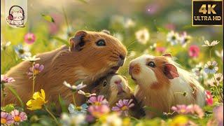 CUTE WORLD Of HAMSTER , GUINEA PIG & CAPYBARA  4K(60FPS) ANIMALS FILM with Relaxing Music