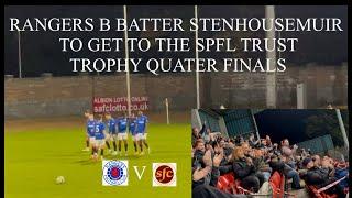 STENHOUSEMUIR GET HEAVILY DEFEATED AS RANGERS B PROGRESS TO THE QUATER FINALS!