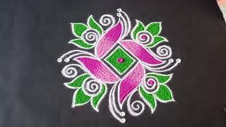 Colourful easy rangoli designs ||3 Traditional rangoli designs ||Simple rangoli  ||