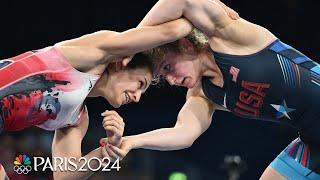 USA's Amit Elor UPSETS No. 1 Tosun Cavusoglu, advances to women's freestyle QFs | Paris Olympics