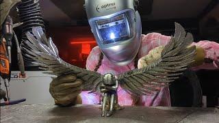 Scrap Metal Welded Art Angel Barbie The Welder TIG Welding Sculpture Fabrication