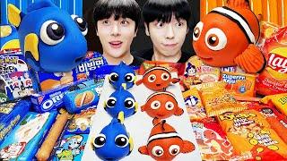 ASMR MUKBANG GALAXY HONEY JELLY CANDY RECIPE Desserts (Blue VS Orange Food, Noodles Jelly, Ice cream