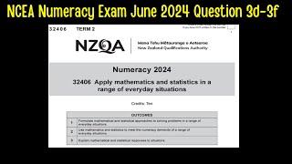 NCEA Numeracy Assessment June 2024 Question 3d-3f