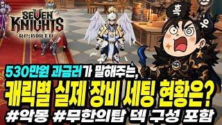 세븐나이츠 리버스] 과금러가 '실제로 사용'하는 모든 캐릭! 세부 장비 세팅 현황과 현 시점 가장 추천하는 장비세트는? (무한의탑 상층과 악몽 덱 구성 방법까지!)