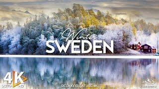 Winter Sweden 4K Ultra HD • Peaceful Piano Music ️ Scenic Relaxation Film with Calming Music