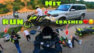 Scorpio car hit bike rider@motovloggerjannustuntz And run away || Training back workout