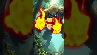 Monkey luffy battles a wild beast in the jungle