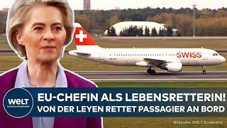 FLUG-NOTFALL: EU-Chefin Ursula von der Leyen leistet Erste Hilfe im Flugzeug von Zürich nach Basel!