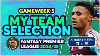 MY FPL GAMEWEEK 5 TEAM SELECTION | ISAK TO WATKINS? | Fantasy Premier League Tips 2024/25