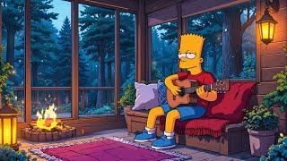 Campfire Lo-Fi hip hop  Warm Guitar Melodies for Study & Relaxation | Forest Night