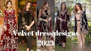 stylish and trendy velvet dress designs 2023/velvet party wear dresses/winter dress/velvet dress.