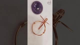 #shortsvideo | Basic wire wrap stone for beginners | simple pendant with round cabochon #handmade