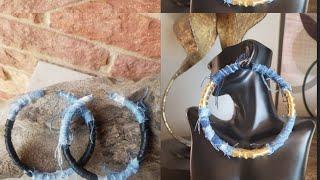 DIY denim & leather hoop earrings #leatherearrings #hoops #denimearrings #denim #diy #chevyjean