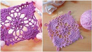 كروشيه وحد مربعة رووعة لعمل المفارش والملابس جديدة ومميزة Crochet  Square