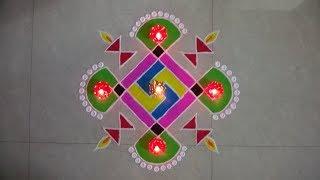 Dots Rangoli  8 by 8 || 8 X 8 Dots Kolam By Poonam Hedau.