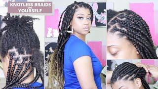 Easy KNOTLESS box braids on yourself (medium size)