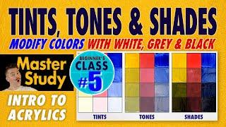 Modify Colors with White, Grey and Black!  – Master Study – Easy Intro to Acrylic Painting CLASS #5